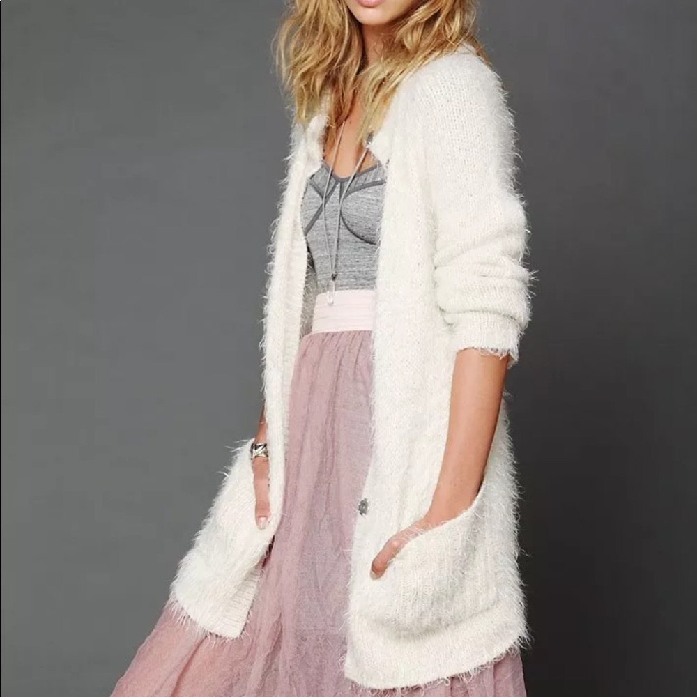 Free People Small Fuzzy Soft Cardigan